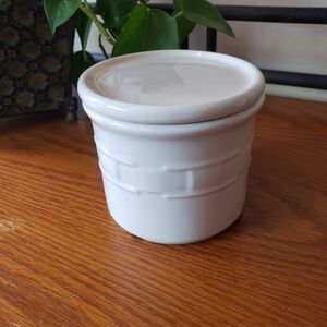 Longaberger Pottery - White Ceramic Storage Jar With Lid